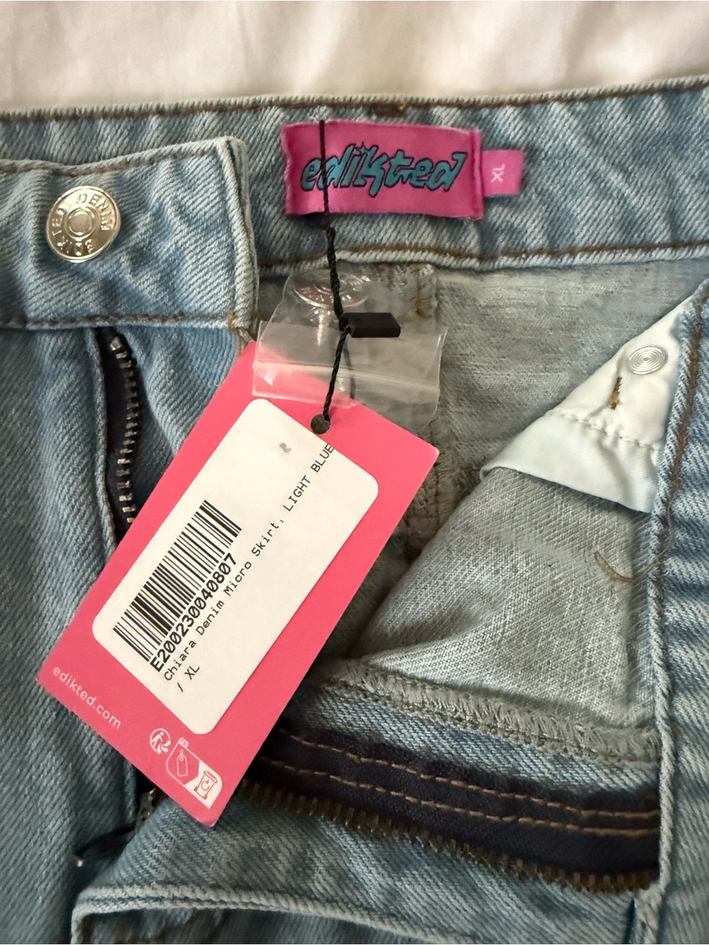 Edikted Light Blue Denim Jeans with Pink Label